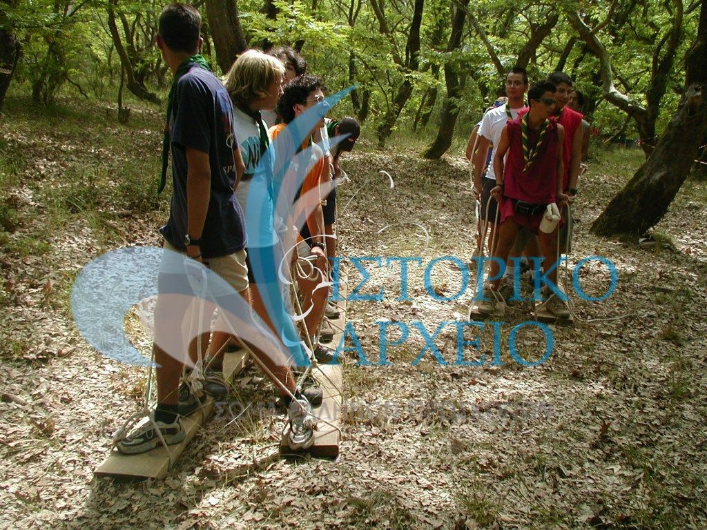Κινητικά παιχνίδια μέσα στο δάσος του Ζαγορίου στην 1η Πανελλήνια Δράση Ανιχνευτών "Ελπίδα" το 2002. 