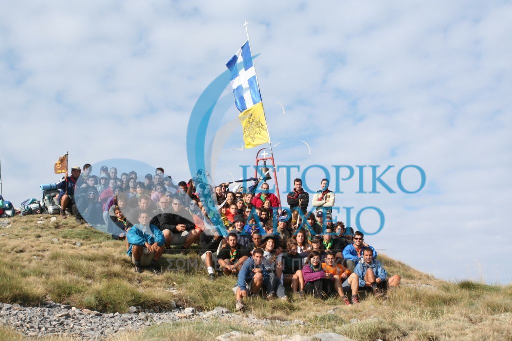 Ανιχνευτές της 2ης συσκοινίας στην κορυφή του Κίσσαβου (Προφήτης Ηλίας) στην Πανελλήνια Δράση "Ελπίδα 2009.