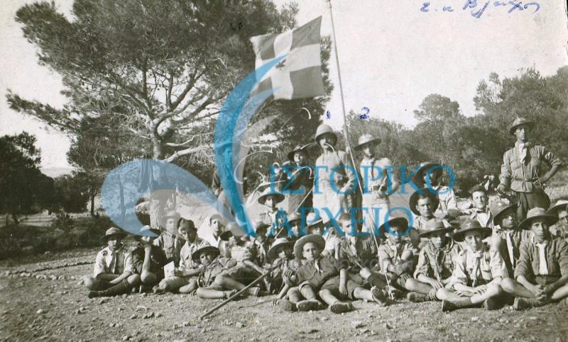 Η 4η κατασκήνωση της 9ης Ομάδας Αθηνών στην περιοχή Άγιος Νικόλαος τον Ιούλιο του 1919.