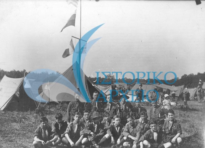 Άποψη της κατασκήνωσης των ελλήνων προσκόπων Παρισίων στην περιοχή Vaul Andre το 1922.