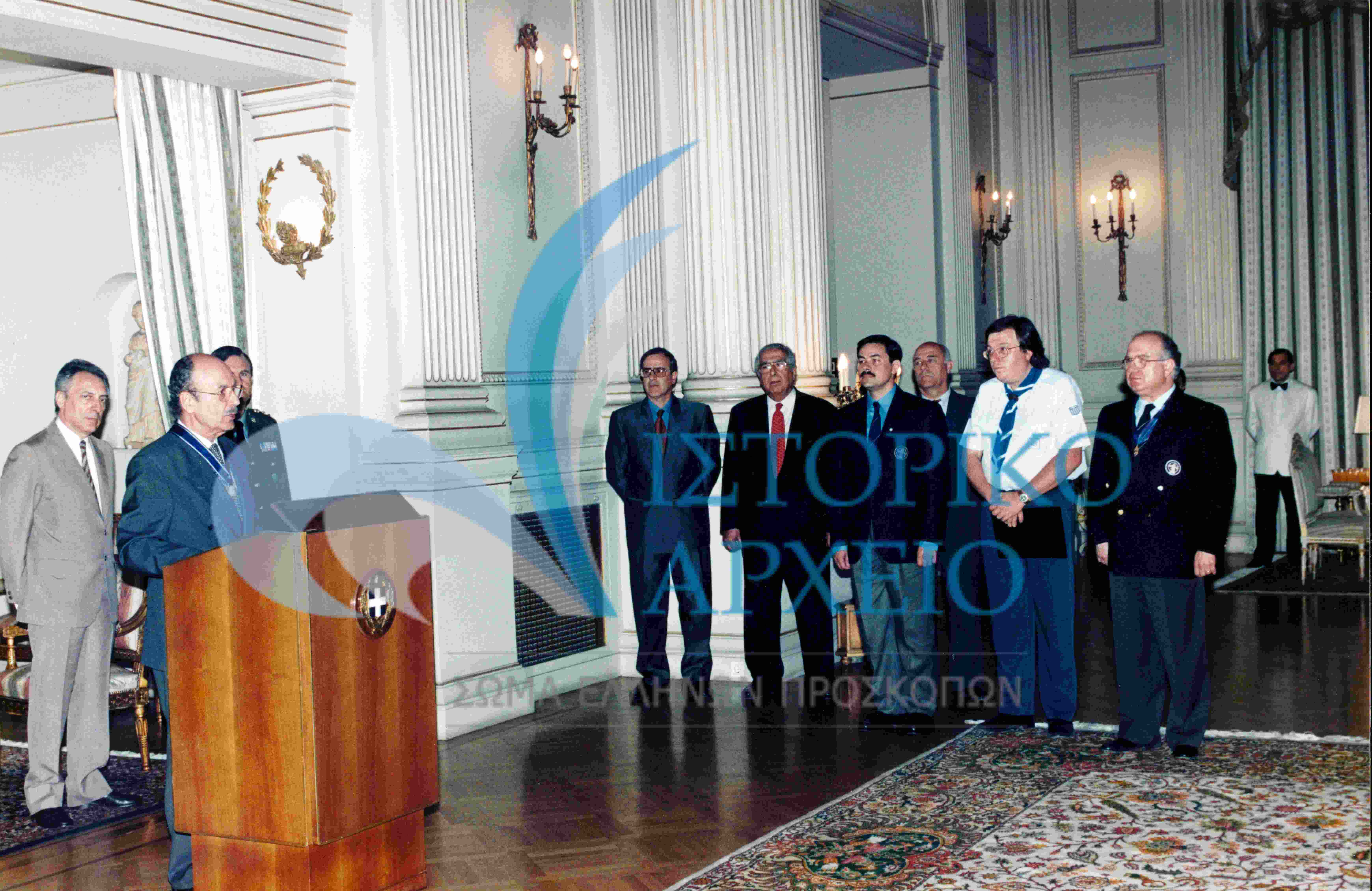 Ομιλία του Προέδρου της Δημοκρατίας Κωνσταντίνου Στεφανόπουλου μετά την απονομή από το ΔΣ του ΣΕΠ του παρασήμου του Αργυρού Φοίνικα.