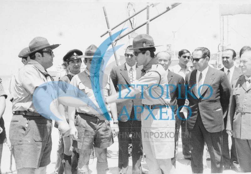 Ο ΓΕ Νικ. Μπρατσιώτης με Στρατάρα, Δοντα και Πολυδωρόπουλο στους Κολυμβητικούς Αγώνες της Πάτρας το 1972.